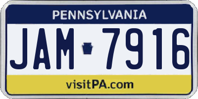 PA license plate JAM7916