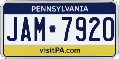 PA license plate JAM7920