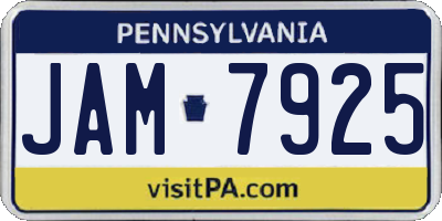 PA license plate JAM7925