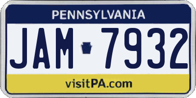 PA license plate JAM7932