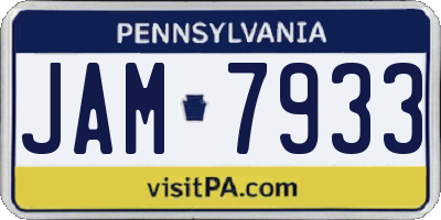 PA license plate JAM7933