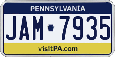 PA license plate JAM7935