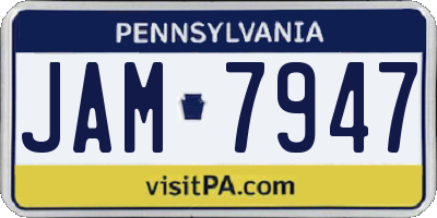 PA license plate JAM7947