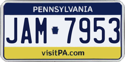 PA license plate JAM7953