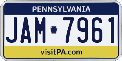 PA license plate JAM7961