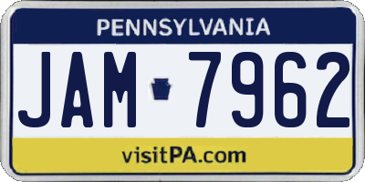 PA license plate JAM7962