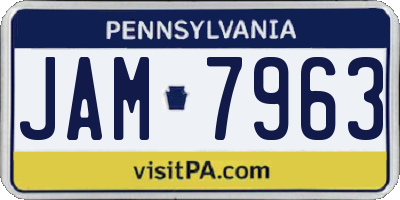 PA license plate JAM7963