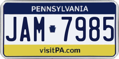 PA license plate JAM7985