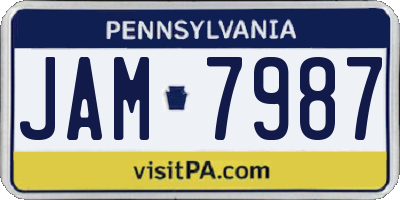 PA license plate JAM7987
