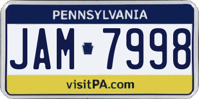 PA license plate JAM7998