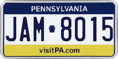 PA license plate JAM8015