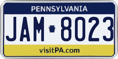 PA license plate JAM8023