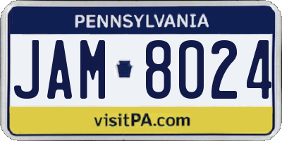 PA license plate JAM8024