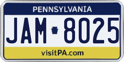 PA license plate JAM8025