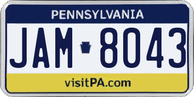 PA license plate JAM8043