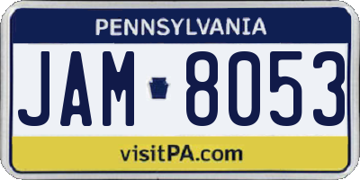 PA license plate JAM8053