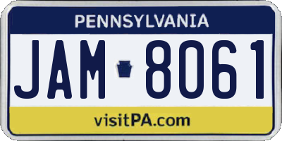 PA license plate JAM8061