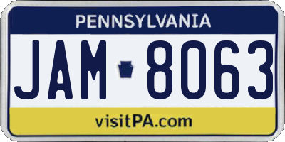 PA license plate JAM8063