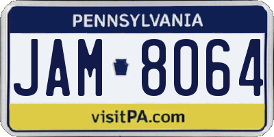 PA license plate JAM8064