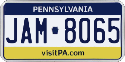 PA license plate JAM8065