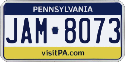 PA license plate JAM8073