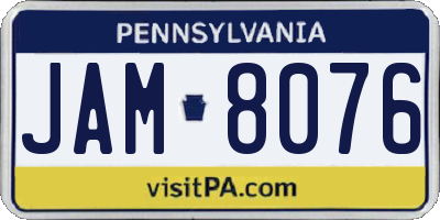 PA license plate JAM8076
