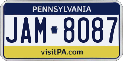 PA license plate JAM8087