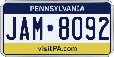 PA license plate JAM8092