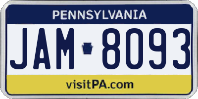 PA license plate JAM8093