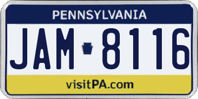 PA license plate JAM8116