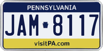 PA license plate JAM8117