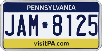 PA license plate JAM8125