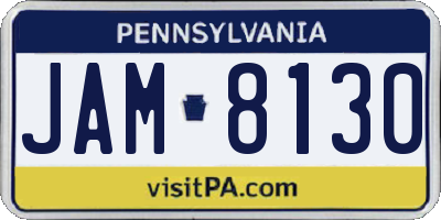 PA license plate JAM8130