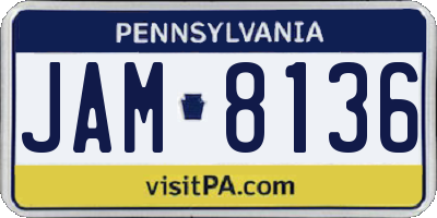 PA license plate JAM8136