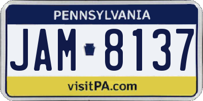 PA license plate JAM8137