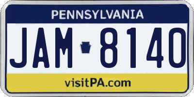PA license plate JAM8140