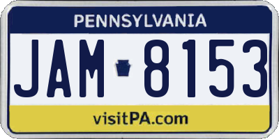PA license plate JAM8153