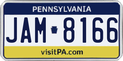 PA license plate JAM8166