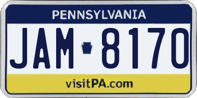 PA license plate JAM8170