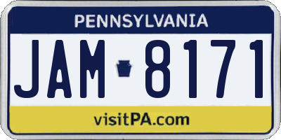 PA license plate JAM8171