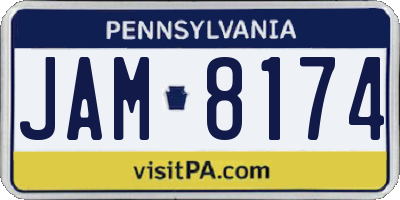 PA license plate JAM8174