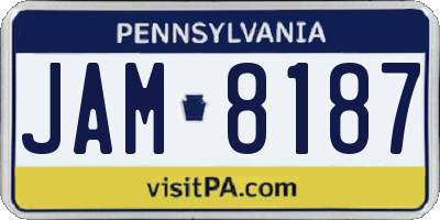 PA license plate JAM8187