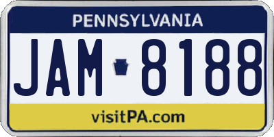 PA license plate JAM8188