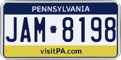 PA license plate JAM8198