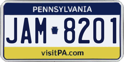 PA license plate JAM8201