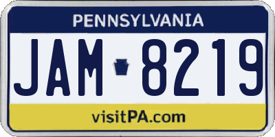 PA license plate JAM8219