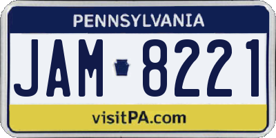 PA license plate JAM8221