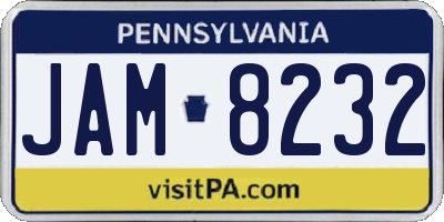 PA license plate JAM8232