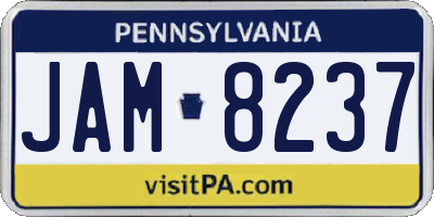 PA license plate JAM8237
