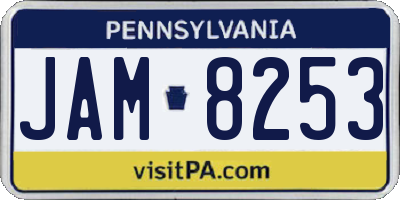 PA license plate JAM8253